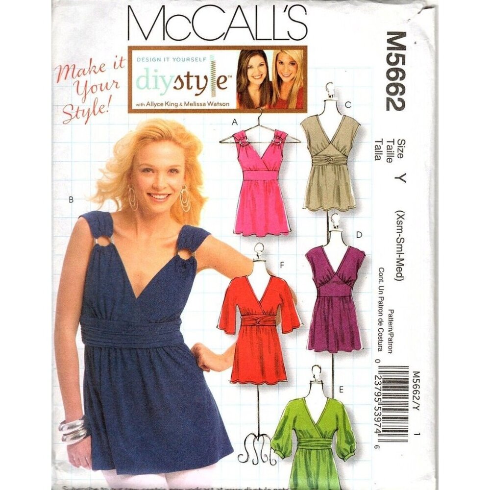 McCall's M5662 Misses XS to M Top, Tunic and Dress Uncut Sewing Pattern